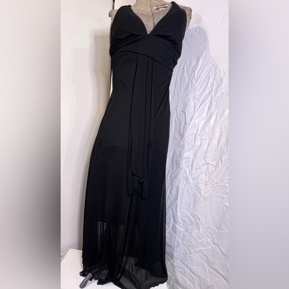 B.Smart Black Chiffon Lace Maxi Dress Size 5/6 Wedding Bridesmaid Formal